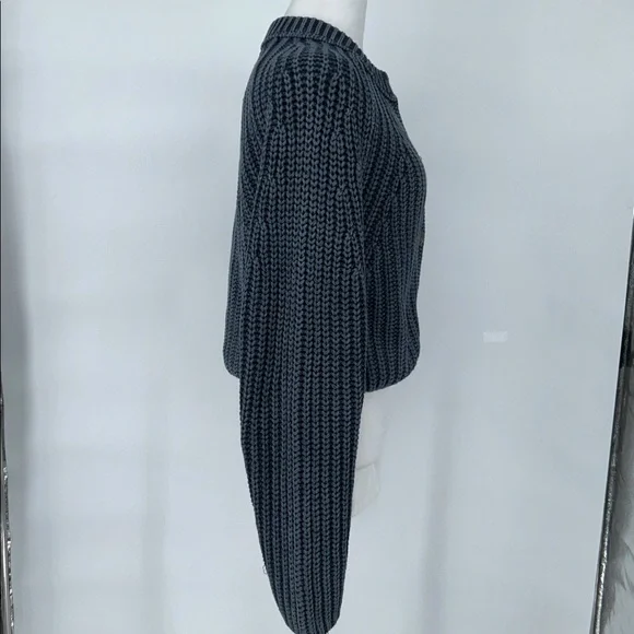 Free People women’s Charcoal Knit Sweater Sweet Nothing Cardigan Size Small - Picture 5 of 11